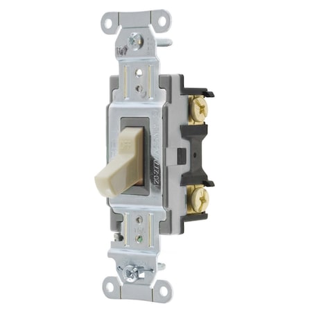 Bryant Toggle Switch, General Purpose AC, Single Pole, 15A 120/277V AC, Side Wired Only, Ivory CS115BI